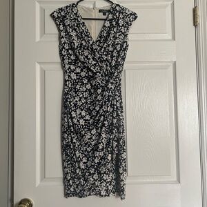 Lauren Ralph Lauren Midi Faux Wrap Sheath Dress with V-neck